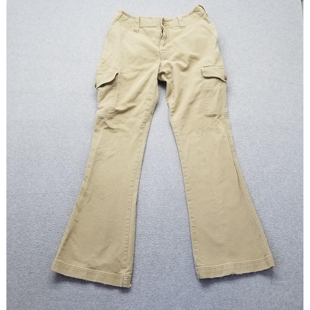 Abercrombie & Fitch Pants Womens 6 Tan Flared Cargo Pockets 29x31‎ Distressed